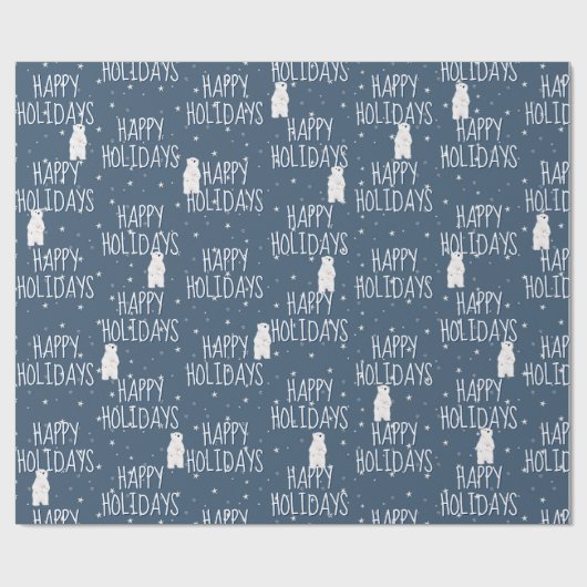 Happy Holidays Polar Bear On Stars Geschenkpapier (Flach)