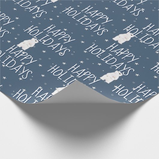 Happy Holidays Polar Bear On Stars Geschenkpapier (Ecke)