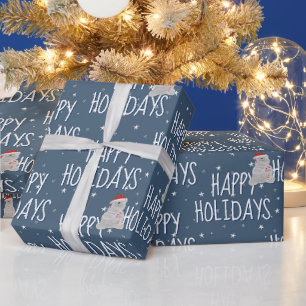 Happy Holidays Polar Bear On Stars Geschenkpapier