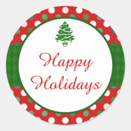 Happy Holidays Polka Dot Weihnachtsbaum Stickers