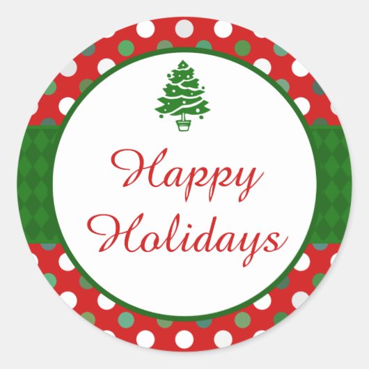Happy Holidays Polka Dot Weihnachtsbaum Stickers (Vorderseite)