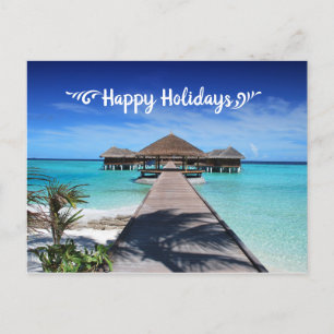 Happy Holidays Postcard mit Beach Resort Image Postkarte