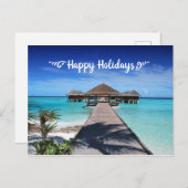 Happy Holidays Postcard mit Beach Resort Image Postkarte (Vorne/Hinten)