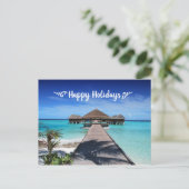 Happy Holidays Postcard mit Beach Resort Image Postkarte (Stehend Vorderseite)