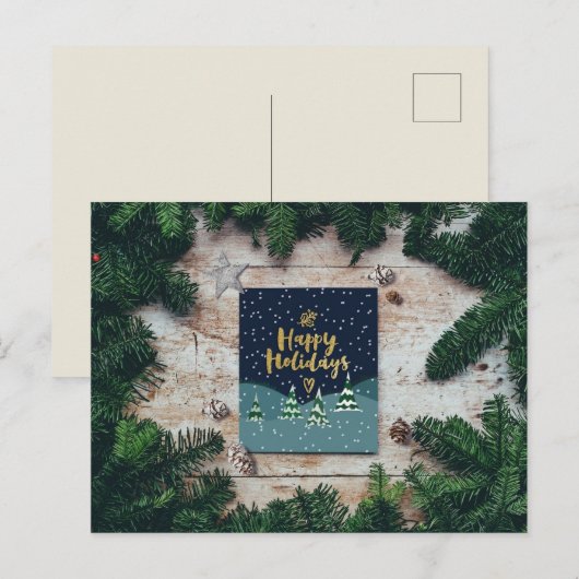 Happy Holidays Postkarte (Vorne/Hinten)