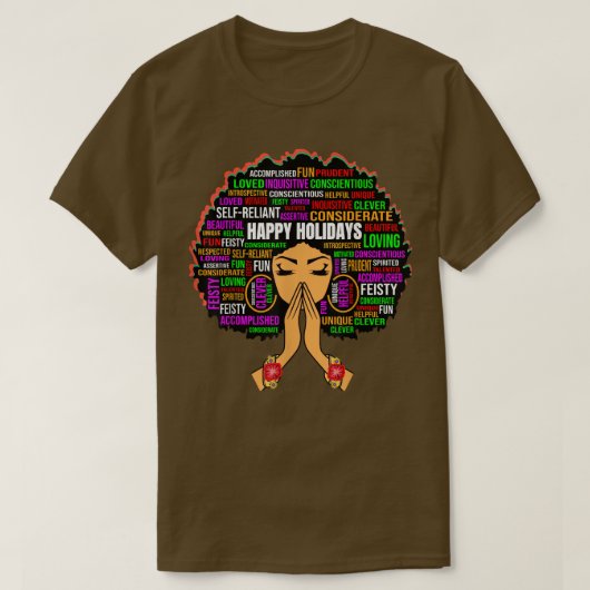 Happy Holidays Prachen Melanin Queen Black Sista W T-Shirt (Design vorne)