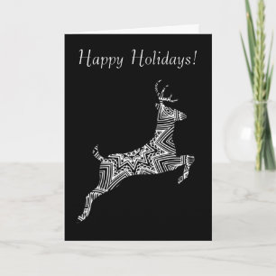 Happy Holidays Prancing Deer Young Buck Pattern Feiertagskarte