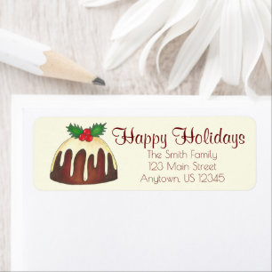Happy Holidays Pudding Address Labels
