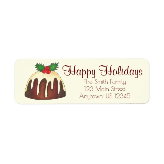 Happy Holidays Pudding Address Labels (Vorne)