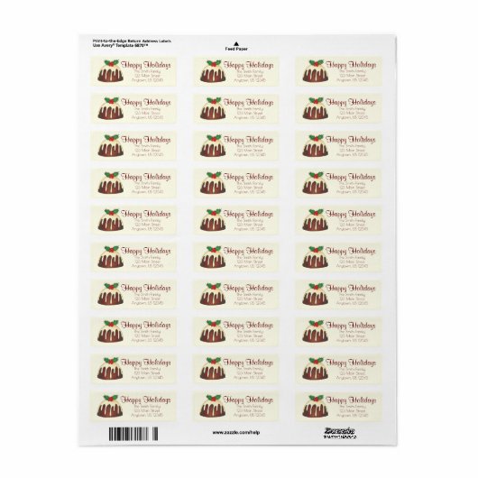 Happy Holidays Pudding Address Labels (Vorne)