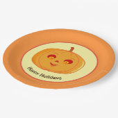 Happy Holidays Pumpkin Face Pappteller (Schrägansicht)
