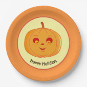 Happy Holidays Pumpkin Face Pappteller (Vorderseite)
