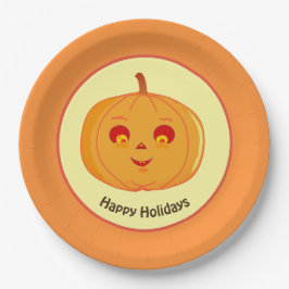 Happy Holidays Pumpkin Face Pappteller
