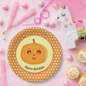 Happy Holidays Pumpkin Face & Polka Dots Pappteller (Party)