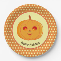 Happy Holidays Pumpkin Face & Polka Dots