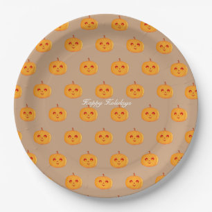 Happy Holidays Pumpkin Faces Pappteller