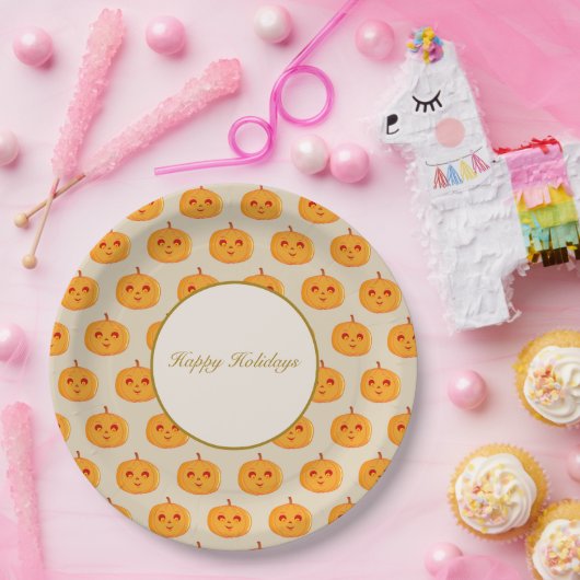 Happy Holidays Pumpkin Faces Pappteller (Party)