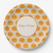 Happy Holidays Pumpkin Faces Pappteller (Vorderseite)