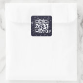 Happy Holidays QR Code in Schneeflocken Quadratischer Aufkleber (Tasche)