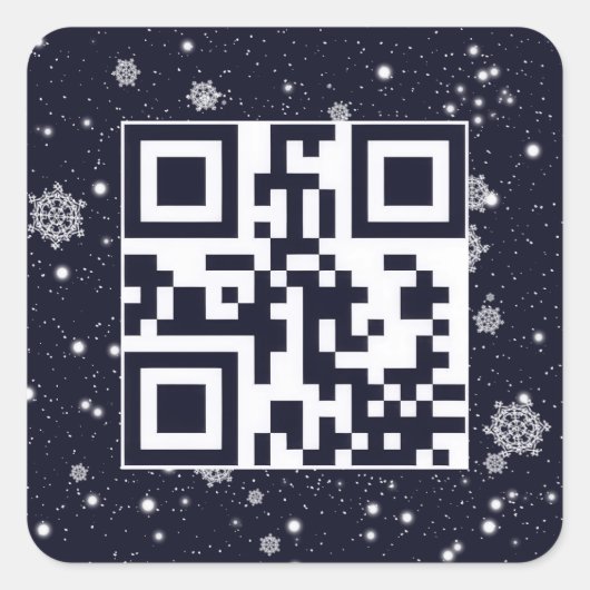 Happy Holidays QR Code in Schneeflocken Quadratischer Aufkleber (Vorderseite)