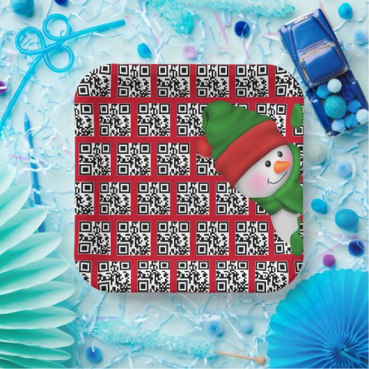 Happy Holidays QR Codes mit Snowman Pappteller (Party)