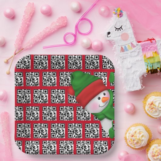 Happy Holidays QR Codes mit Snowman Pappteller (Party)