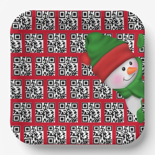 Happy Holidays QR Codes mit Snowman Pappteller (Vorderseite)