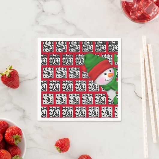 Happy Holidays QR Codes mit Snowman Serviette (Beispiel)