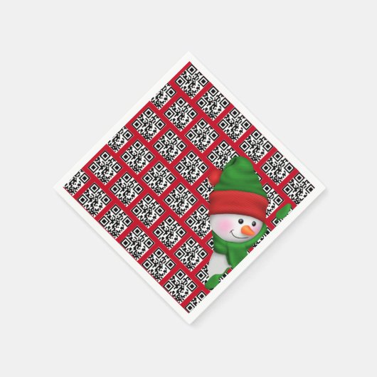 Happy Holidays QR Codes mit Snowman Serviette (Ecke)