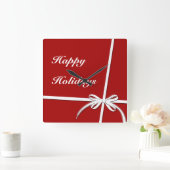 Happy Holidays Quadratische Wanduhr (Zuhause)