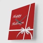 Happy Holidays Quadratische Wanduhr (Winkel)
