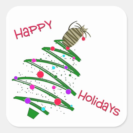 Happy Holidays Quadratischer Aufkleber (Vorderseite)