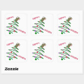 Happy Holidays Quadratischer Aufkleber (Blatt)