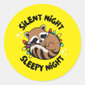 Happy Holidays Raccoon: Stille Nacht Schlaflosigke Runder Aufkleber (Vorderseite)