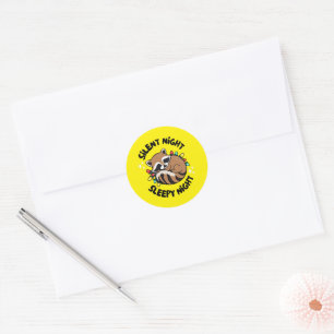 Happy Holidays Raccoon: Stille Nacht Schlaflosigke Runder Aufkleber