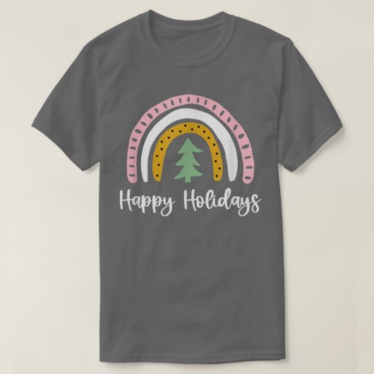 Happy Holidays Rainbow Christmas Tree T - Shirt (Design vorne)