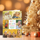 Happy Holidays Rainbow Family Foto Collage geklapp Feiertagskarte<br><div class="desc">Diese niedliche,  moderne Happy Holidays gefaltete Urlaubskarte verfügt über ein elegantes Layout von 5 Fotos auf weißem Hintergrund mit hübscher Regenbogentypografie. Diese wunderschönen Foto-Weihnachtskarten zeigen die Fotocollage Ihres Kindes,  die Ihre farbenfrohe Botschaft zu Weihnachten oder einem anderen Feiertag umgibt.</div>