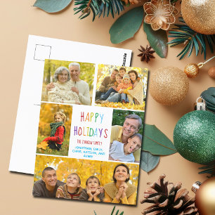 Happy Holidays Rainbow Family Foto Collage Niedlic Postkarte