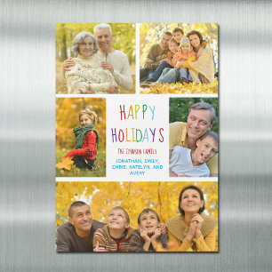 Happy Holidays Rainbow Family Foto Magnet Card