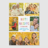 Happy Holidays Rainbow Family Foto Magnet Card (Vorderseite)