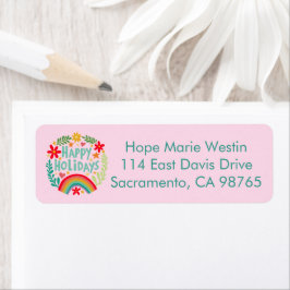 Happy Holidays Rainbow Handgezeichnet Rücksendeadr