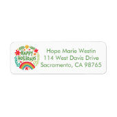 Happy Holidays Rainbow Handgezeichnet Rücksendeadr (Vorne)