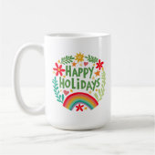 Happy Holidays Rainbow Niedlich Hand gezeichnet fa Kaffeetasse (Links)