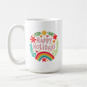 Happy Holidays Rainbow Niedlich Hand gezeichnet fa Kaffeetasse (Links)