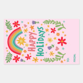 Happy Holidays Rainbow Niedliche CUSTOM TO Rechteckiger Aufkleber (Vorderseite)