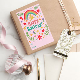 Happy Holidays Rainbow Niedliche CUSTOM TO Rechteckiger Aufkleber