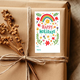 Happy Holidays Rainbow Niedliche CUSTOM TO Rechteckiger Aufkleber