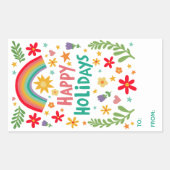 Happy Holidays Rainbow Niedliche CUSTOM TO Rechteckiger Aufkleber (Vorderseite)