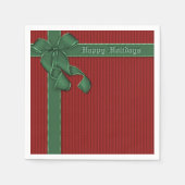 Happy Holidays Red and Green Ribbon Napkins Serviette (Vorderseite)
