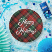 Happy Holidays Red and Green Tartan Kariert Pappteller (Party)